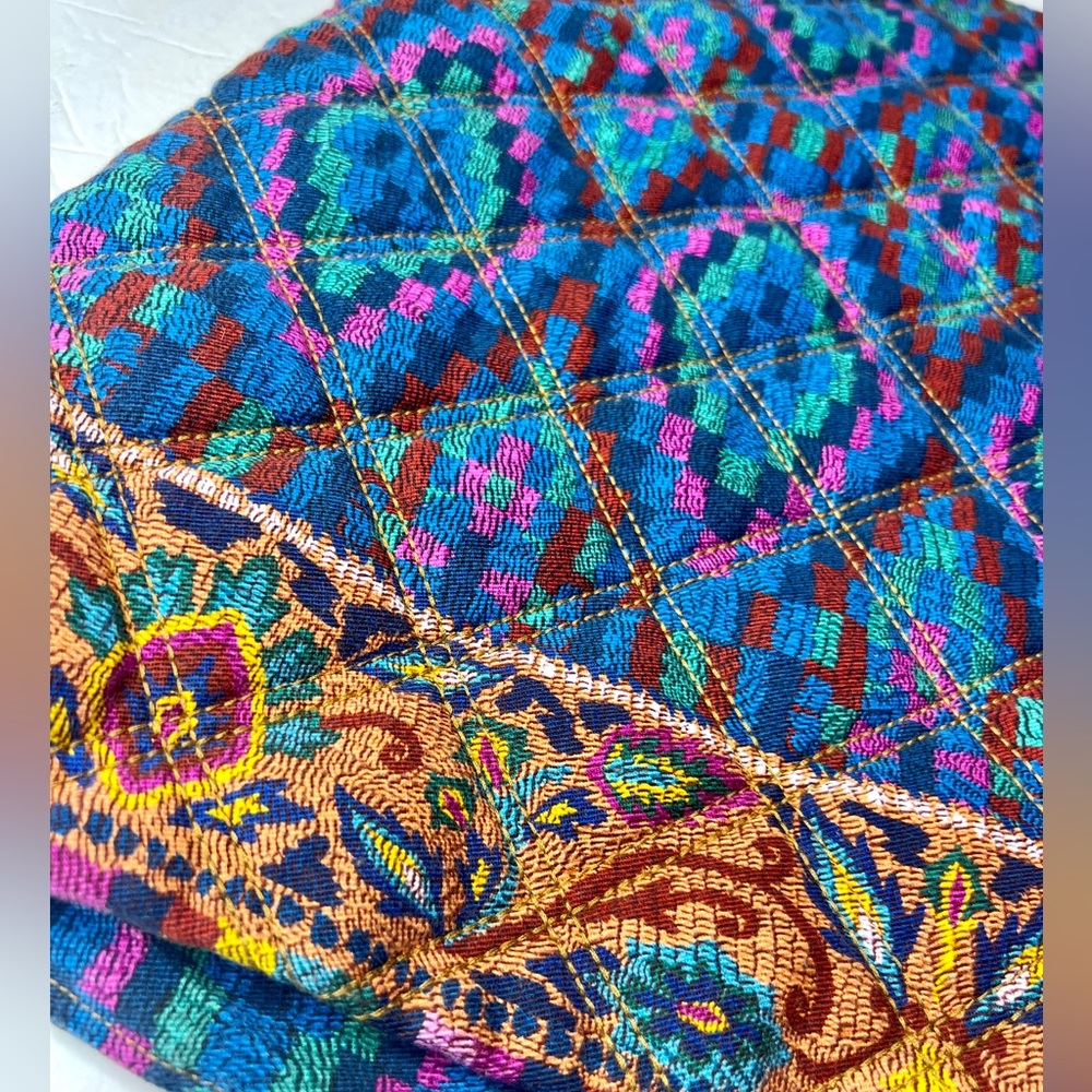 Farm Rio Tapestry Scarf Blue Quilted Mini Skirt - Size XL - NEW - Picture 3 of 6